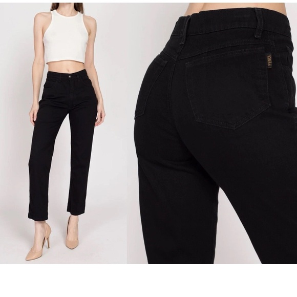 Fendi Vintage Straight Leg Pants in Black Sz 27 - Picture 1 of 7